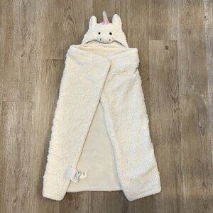 Girls White Unicorn Hooded Bath Towel